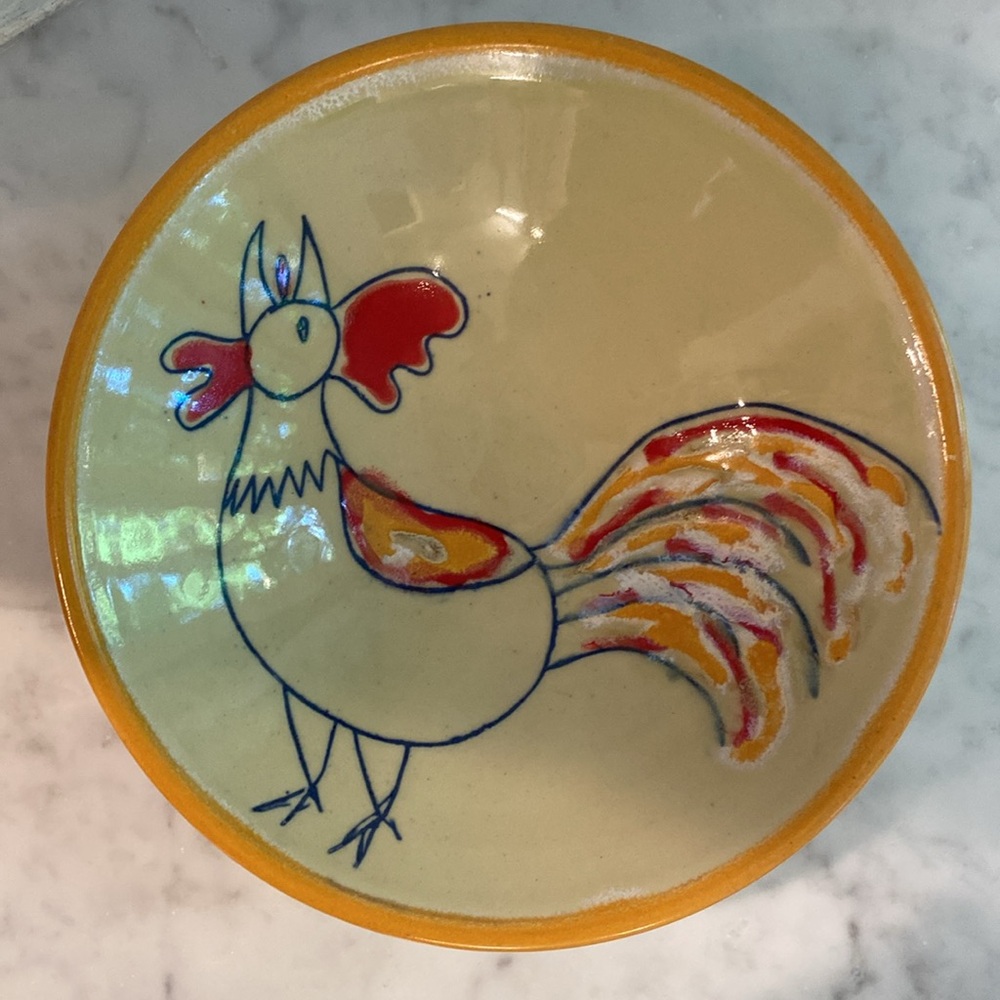 EVE BEHAR Pottery Rooster Bowl